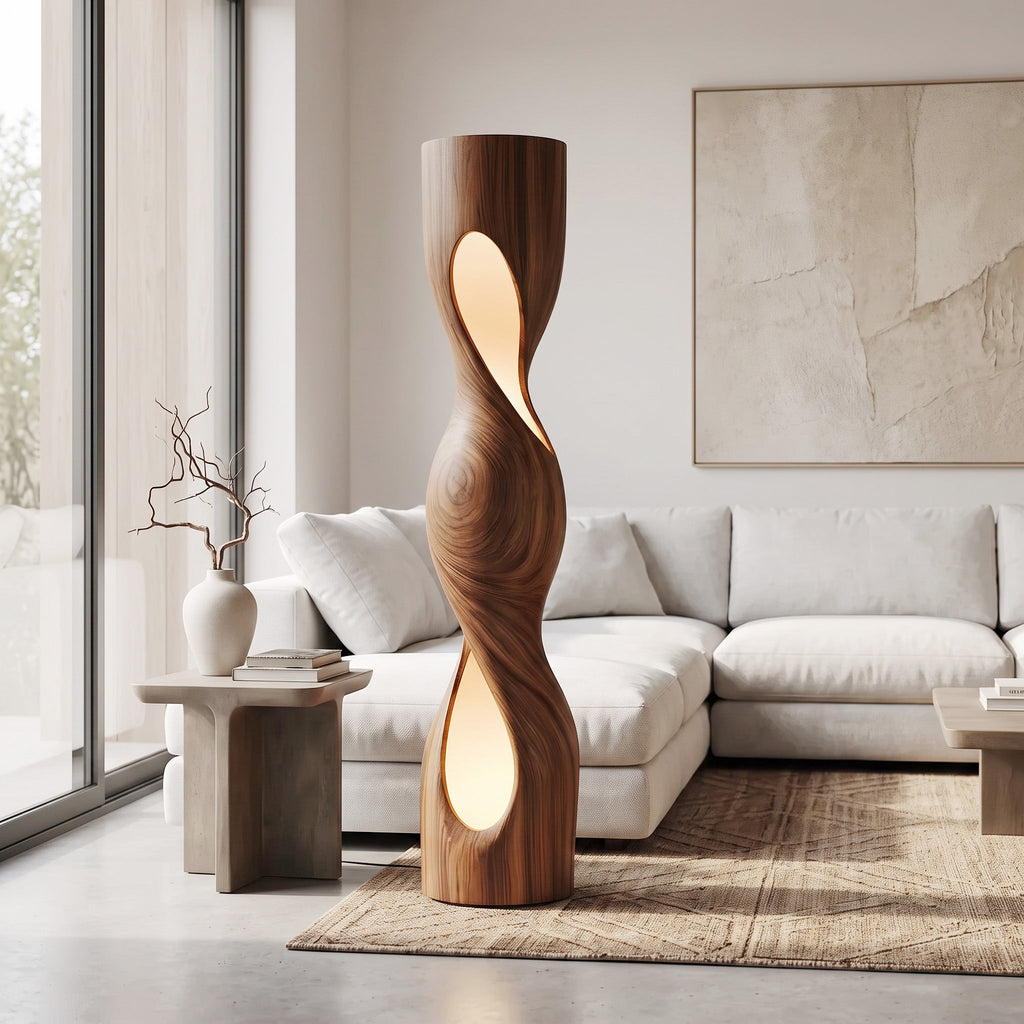 Organic Sculptural Twisted Floor Lamp For Living Room Or Bedroom