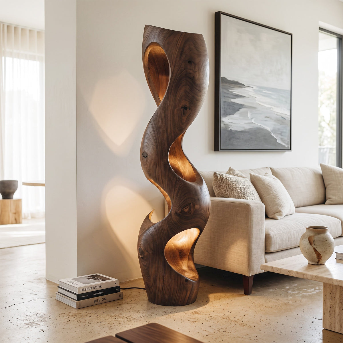 Organic Sculptural Floor Lamp For Modern Living Room
