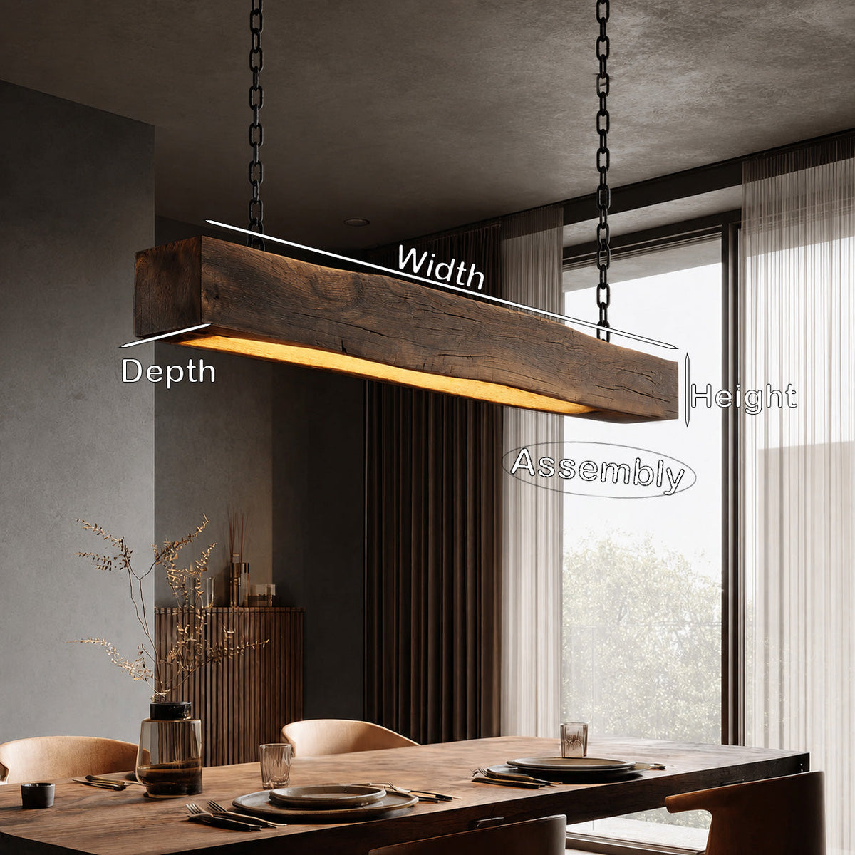 Modern Wooden Beam Pendant Light For Modern Dining Room