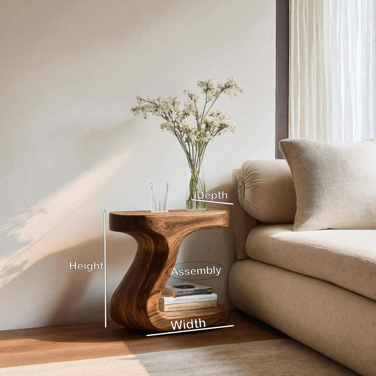 Minimalist Organic Shaped Nightstand For Bedroom
