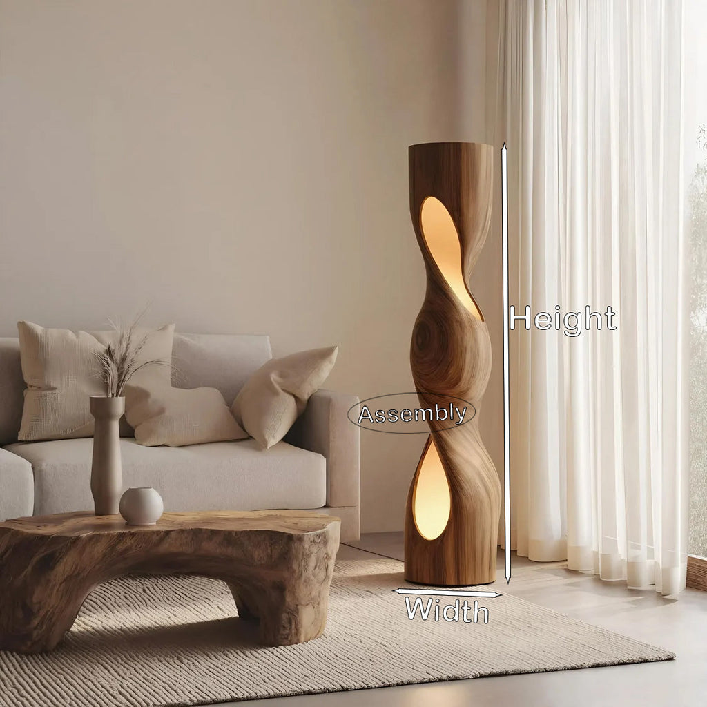 Organic Sculptural Twisted Floor Lamp For Living Room Or Bedroom