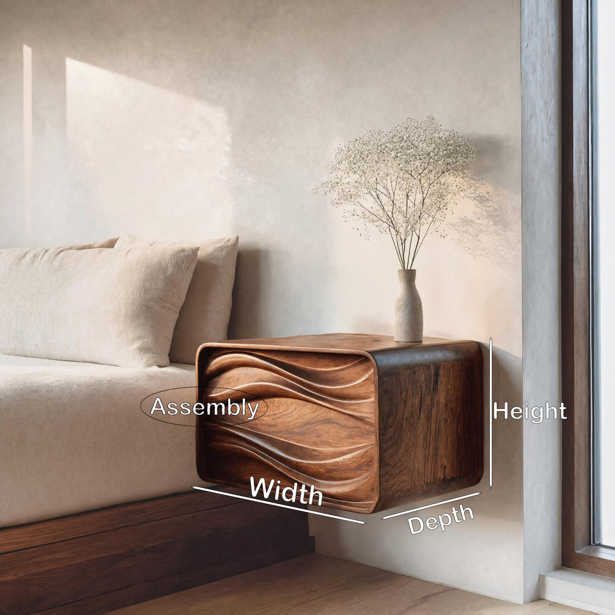 Organic Sculptural Floating Bedside Table For Bedroom Decor