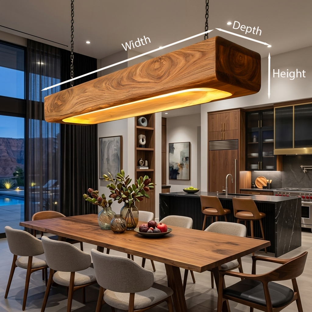 Organic Sculptural Wooden Pendant Light For Dining Room