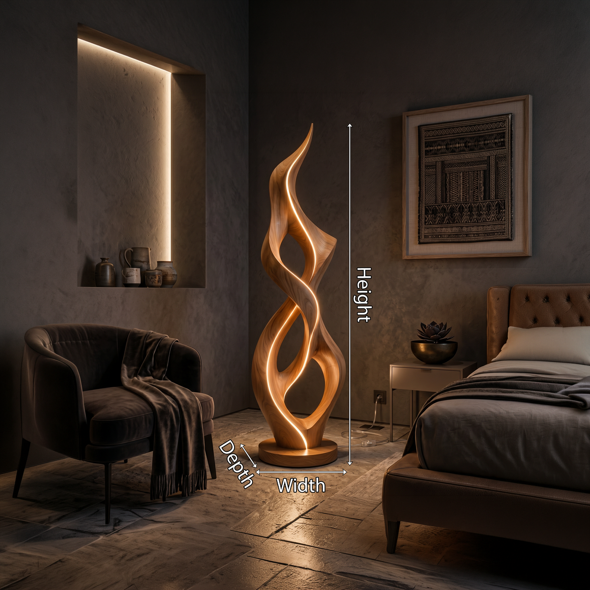 Organic Twist Floor Lamp For Cozy Living Room