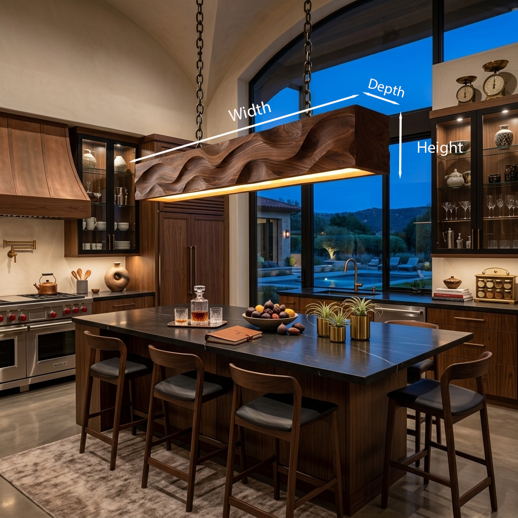Modern Pendant Light With Carved Wave For Dining Area