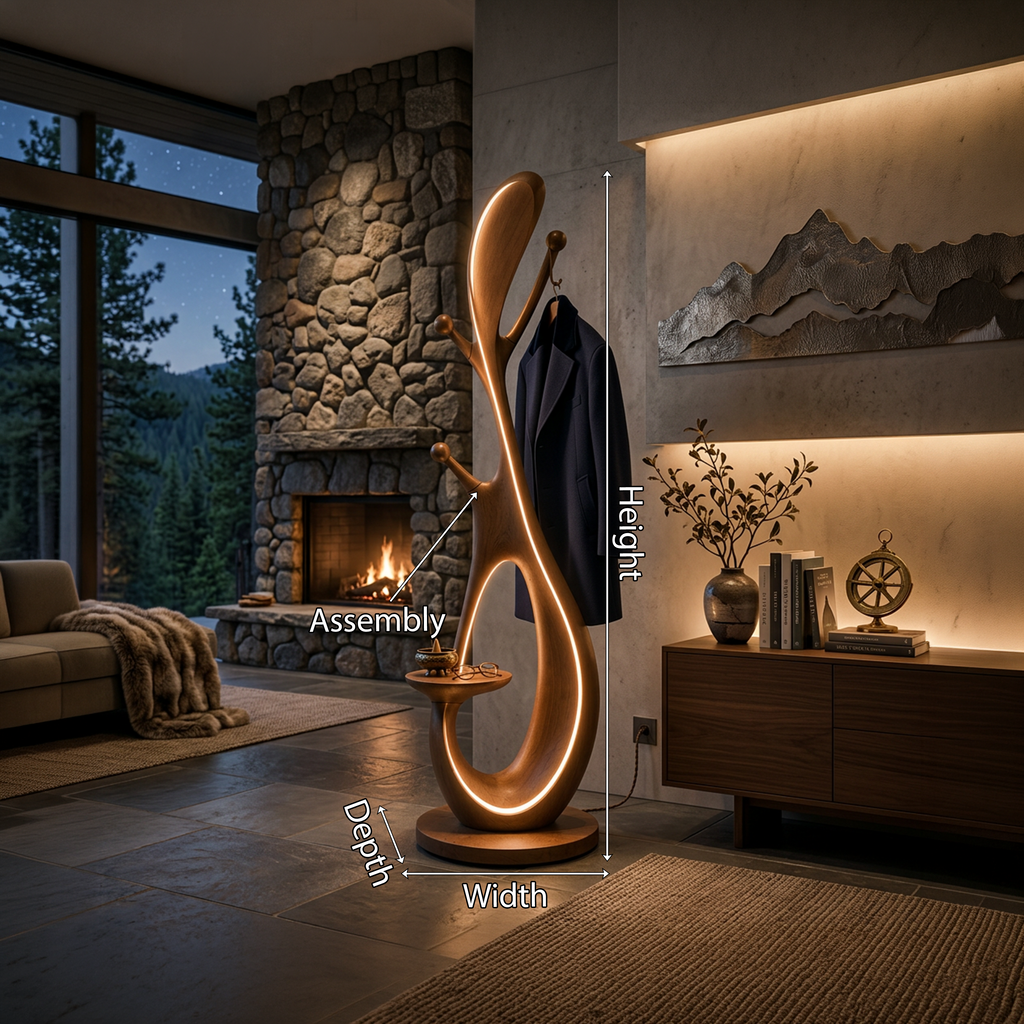 Organic Tree Lamp With Pegs For Living Room