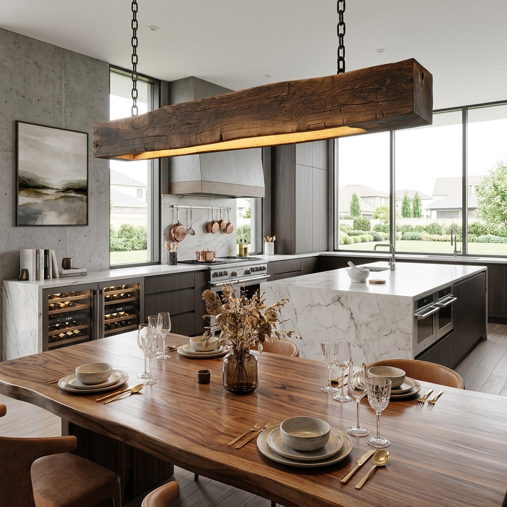 Modern Wooden Beam Pendant Light For Modern Dining Room