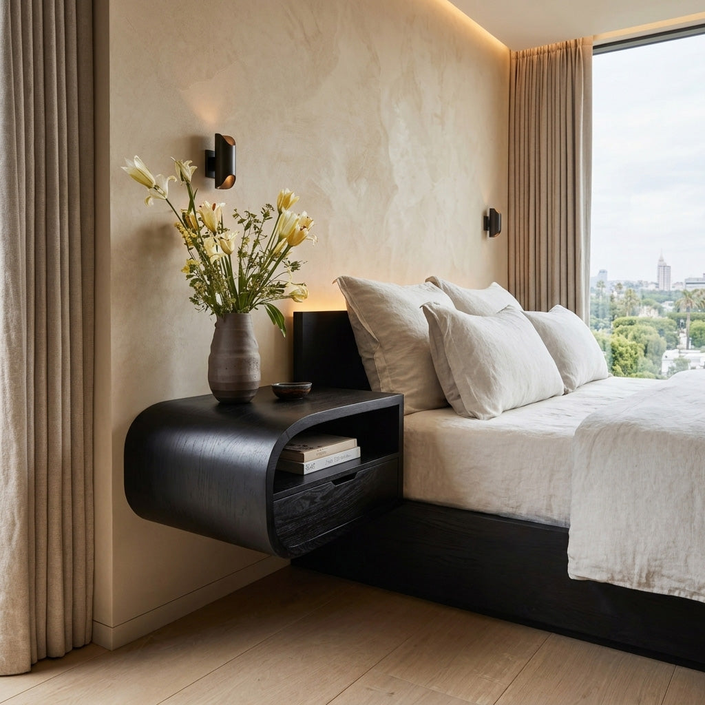 Minimalist Floating Nightstand With Storage For Bedroom