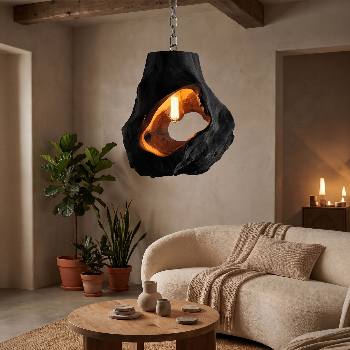 Organic Sculptural Table Lamp Bedroom Reading Nook Loft Corner