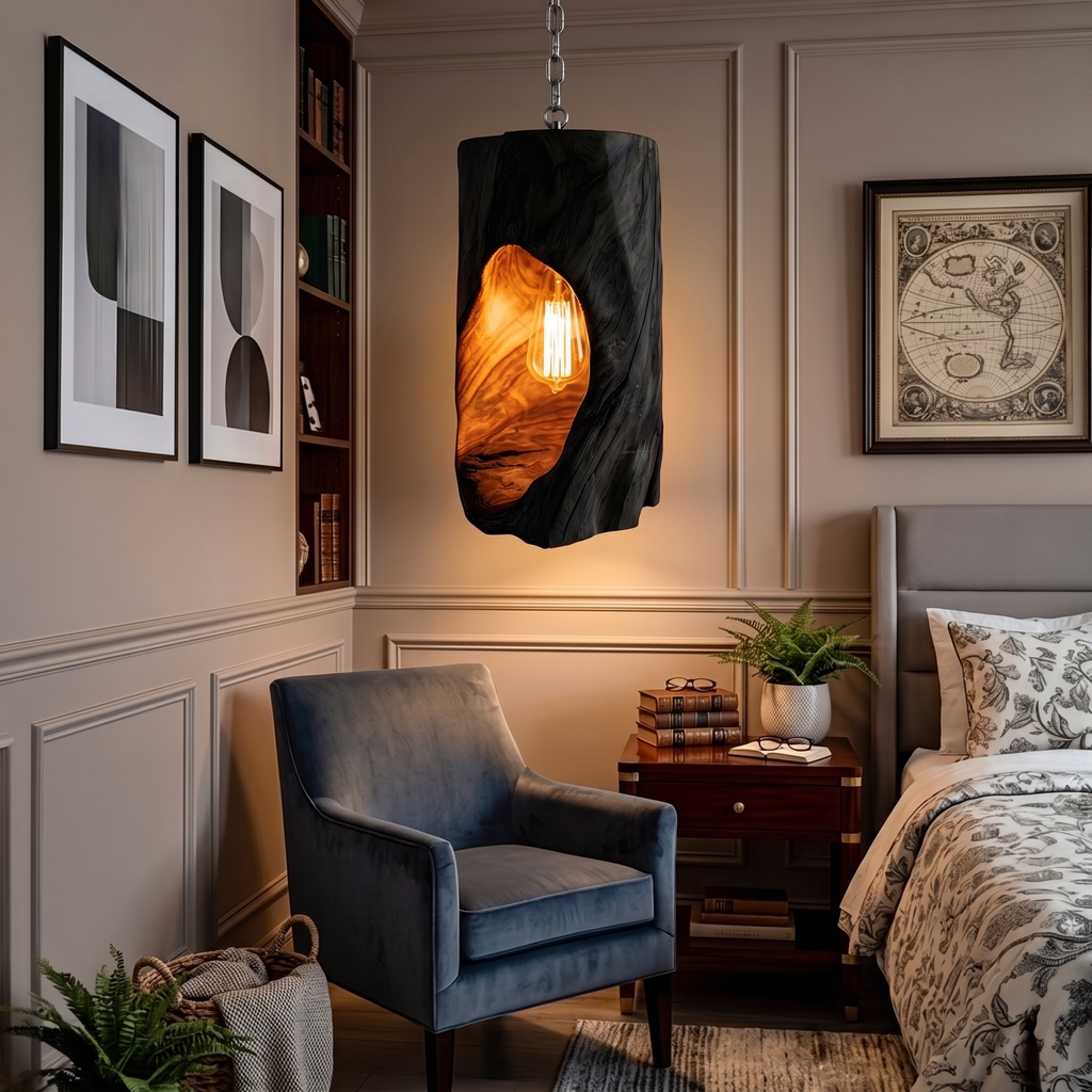 Rustic Sculptural Lamp Bedroom Nightstand Cozy Cafe Corner Space
