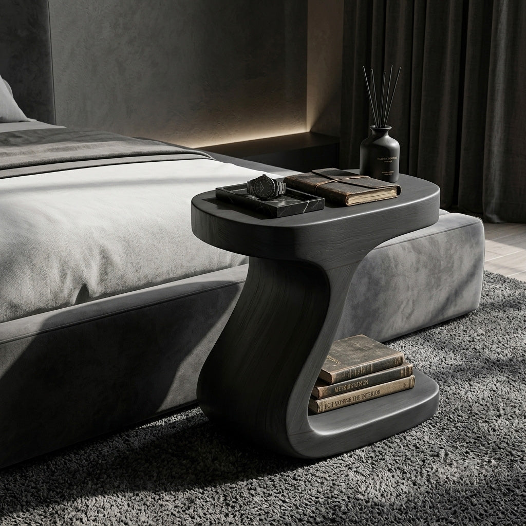Minimalist Organic Shaped Nightstand For Bedroom