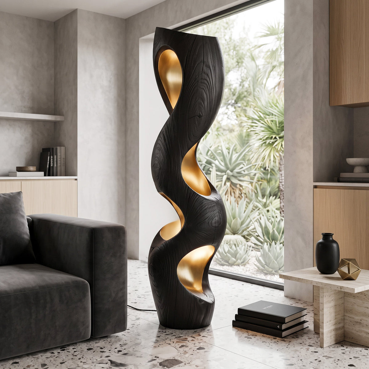 Organic Sculptural Floor Lamp For Modern Living Room
