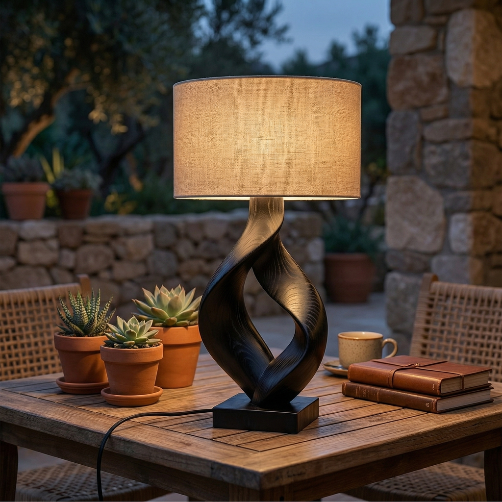 Rustic Sculptural Lamp Living Room Cabin Lodge Cozy Corner Space