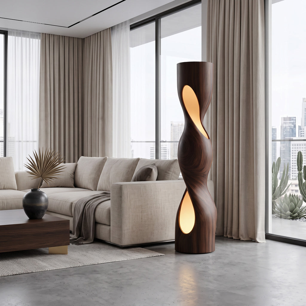Organic Sculptural Twisted Floor Lamp For Living Room Or Bedroom