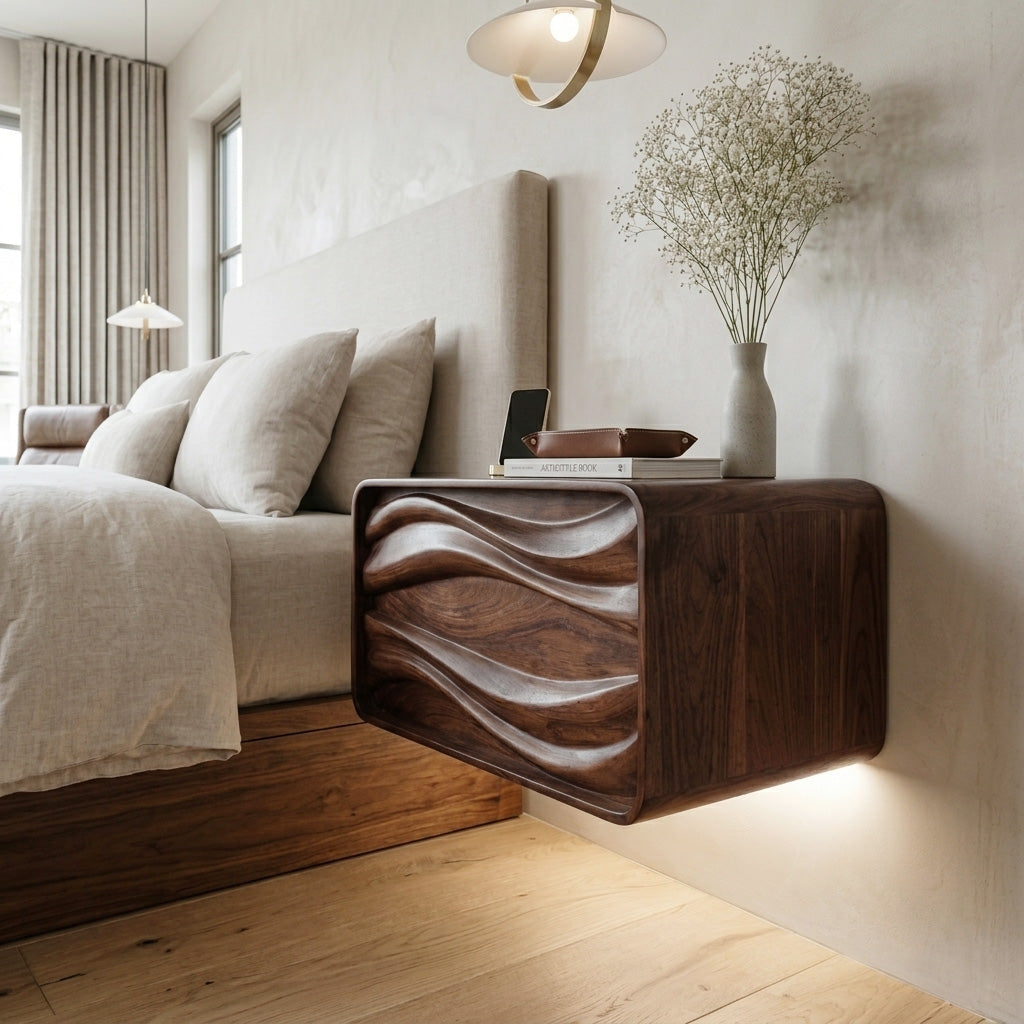 Organic Sculptural Floating Bedside Table For Bedroom Decor