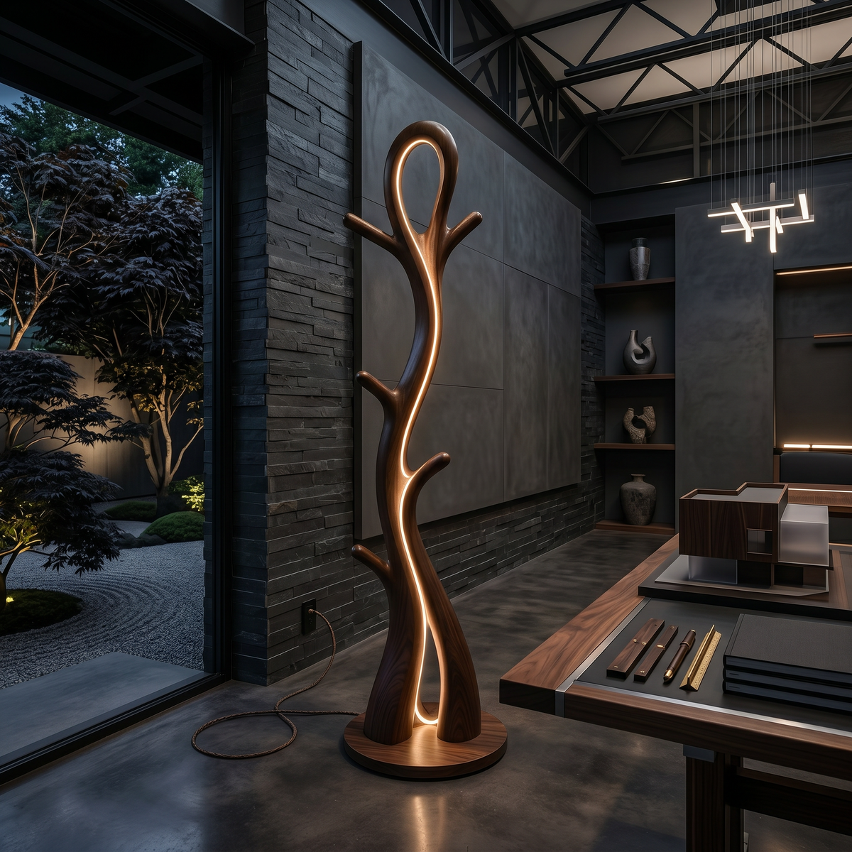 Contemporary Botanical Lamp With Hooks For Lounge