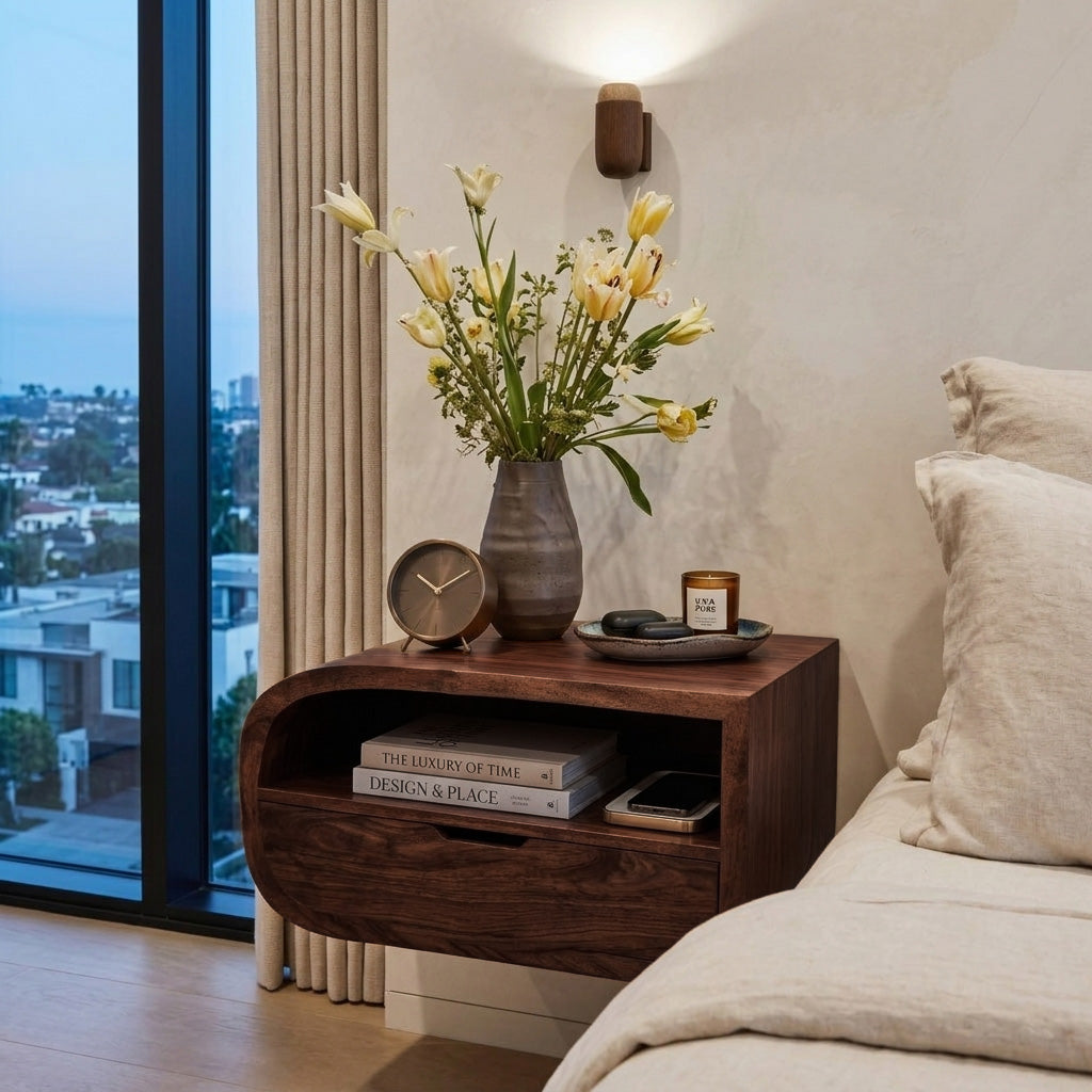 Minimalist Floating Nightstand With Storage For Bedroom