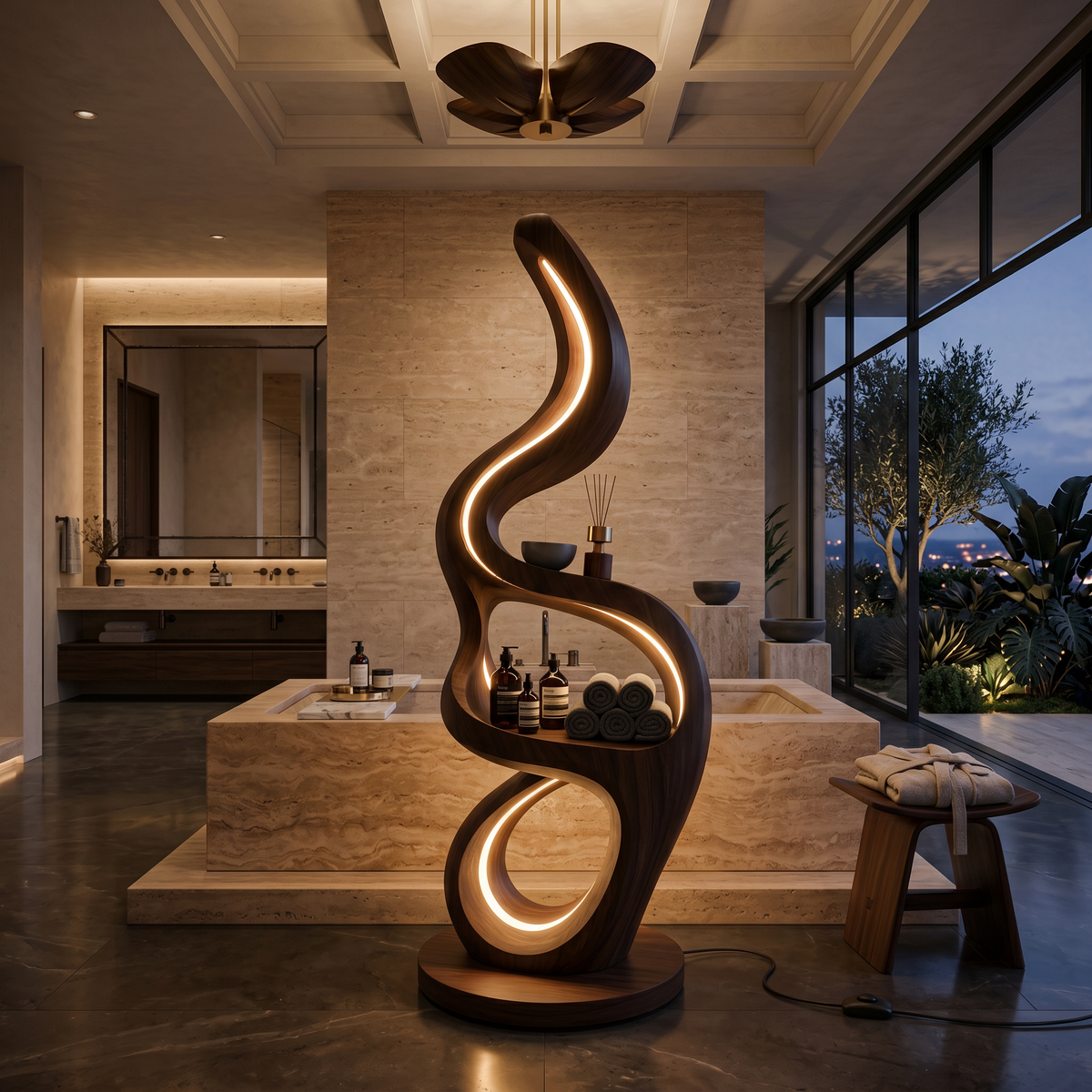 Modern Teardrop Lamp With Shelf For Reading