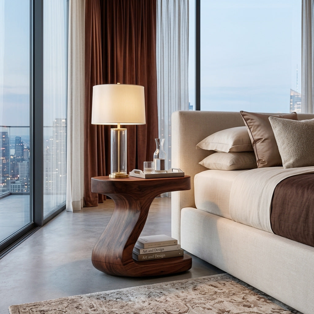 Minimalist Organic Shaped Nightstand For Bedroom