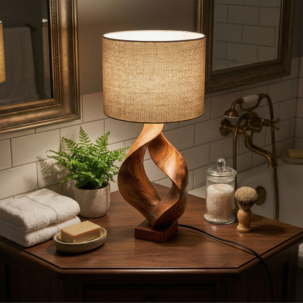 Rustic Sculptural Lamp Living Room Cabin Lodge Cozy Corner Space