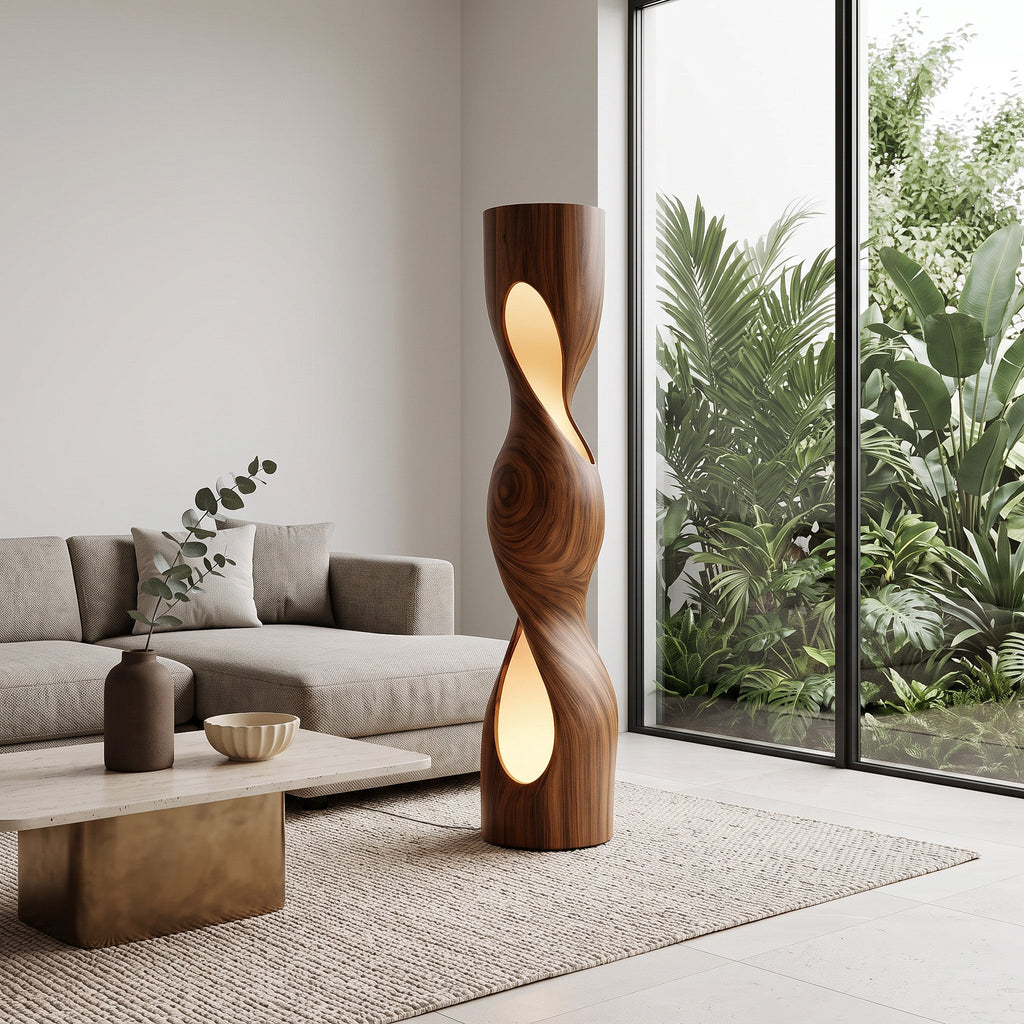 Organic Sculptural Twisted Floor Lamp For Living Room Or Bedroom