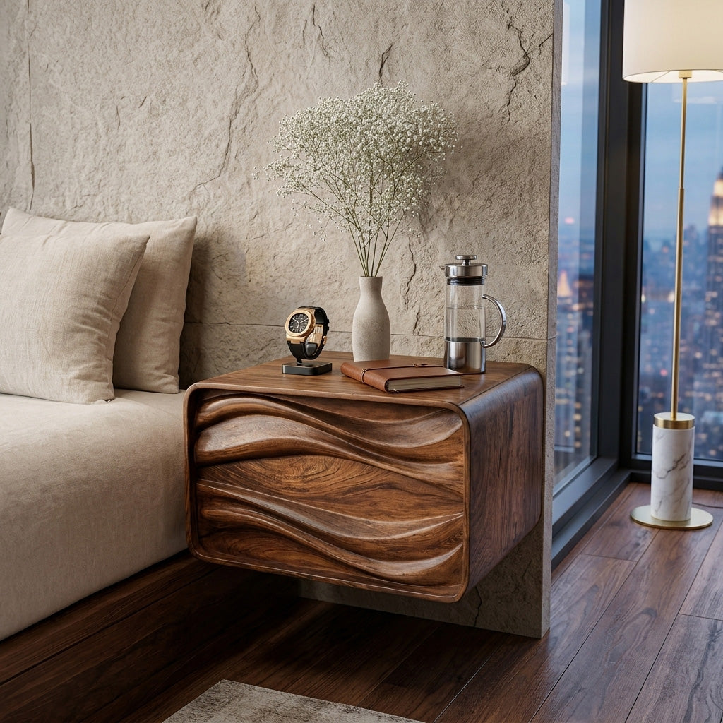 Organic Sculptural Floating Bedside Table For Bedroom Decor