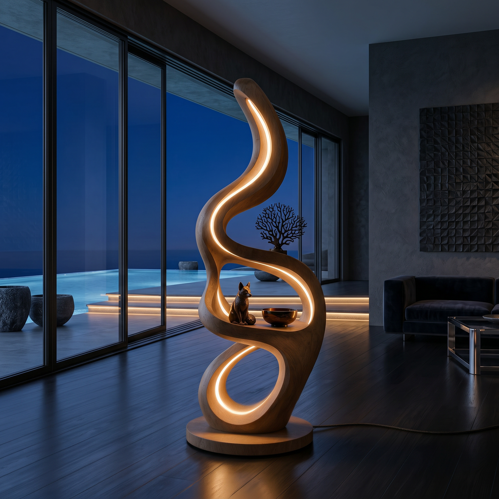 Modern Teardrop Lamp With Shelf For Reading