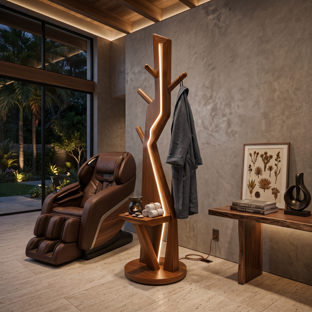 Modern Branch Lamp With Hooks For Entryway