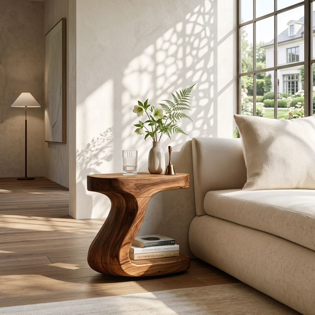 Minimalist Organic Shaped Nightstand For Bedroom