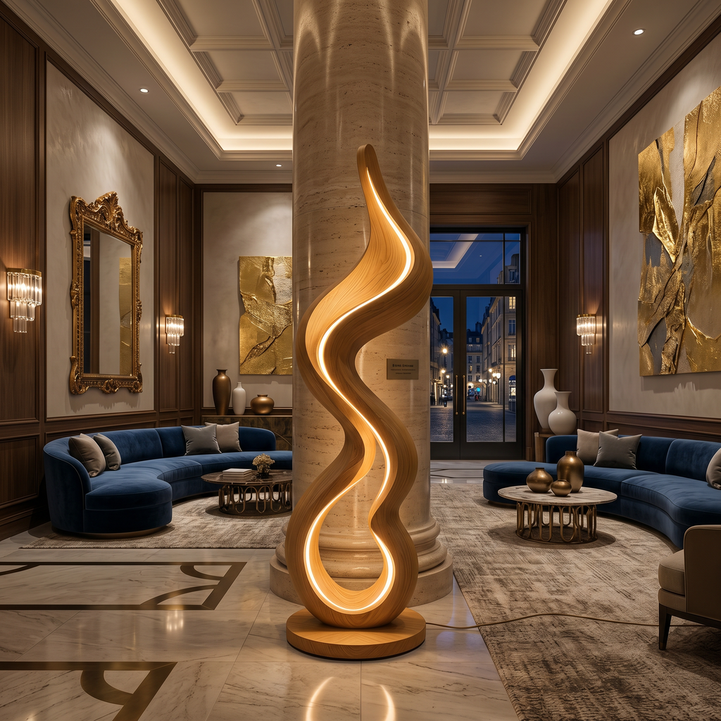 Modern Ribbon Lamp With Shelf For Living Room