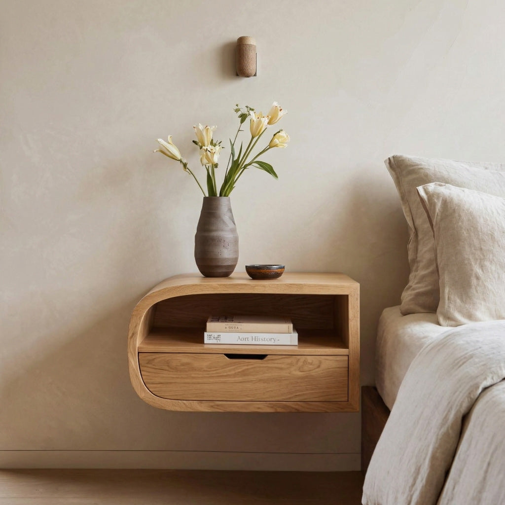 Minimalist Floating Nightstand With Storage For Bedroom