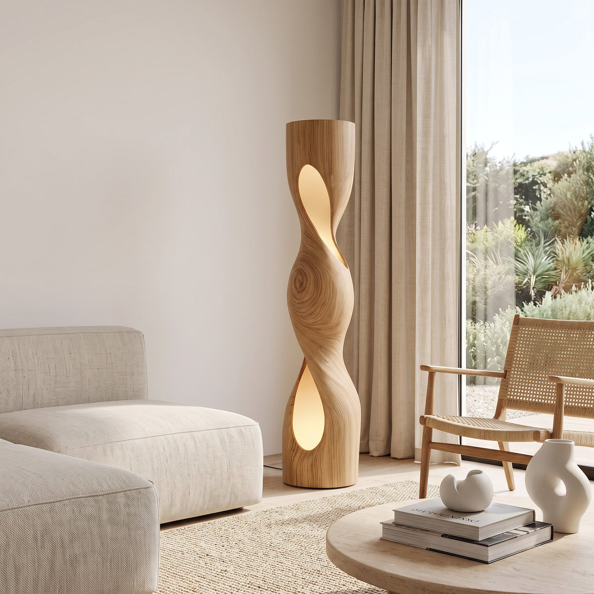 Organic Sculptural Twisted Floor Lamp For Living Room Or Bedroom