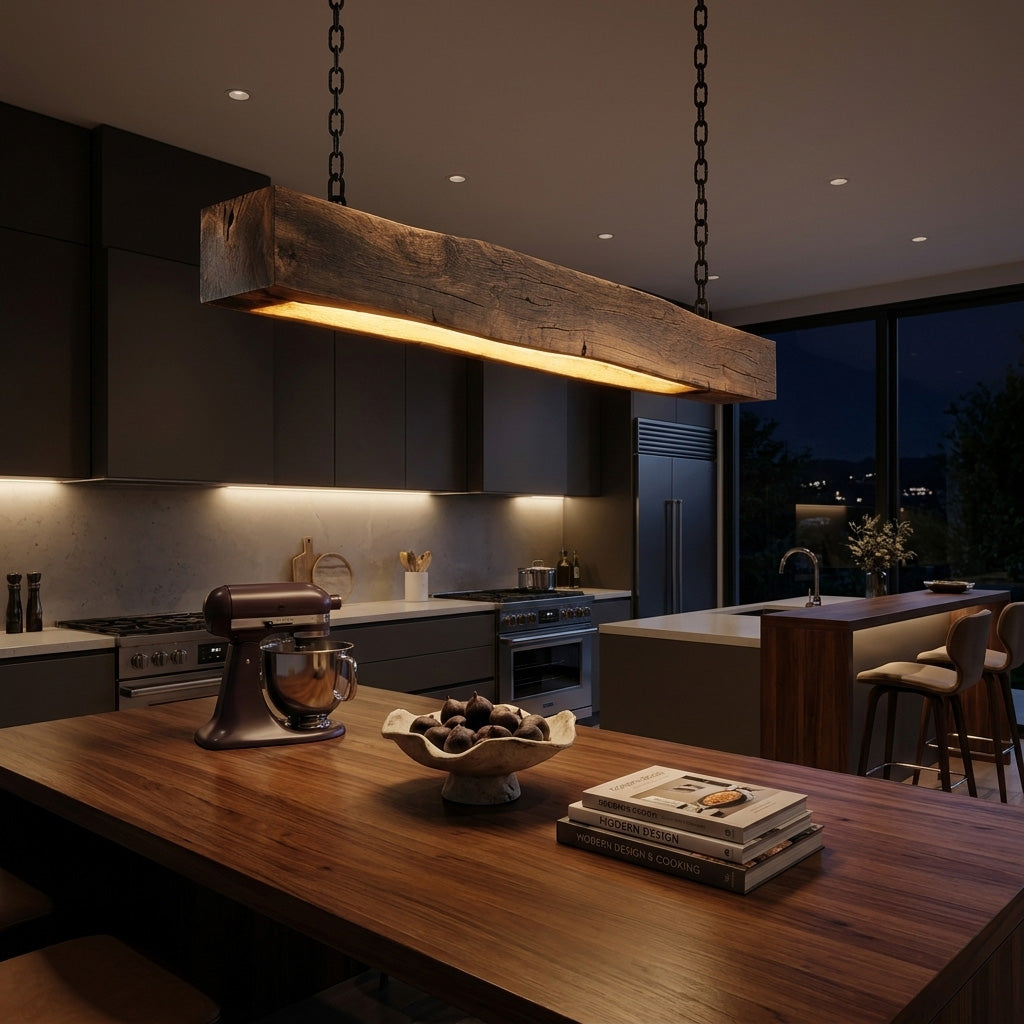 Modern Wooden Beam Pendant Light For Modern Dining Room