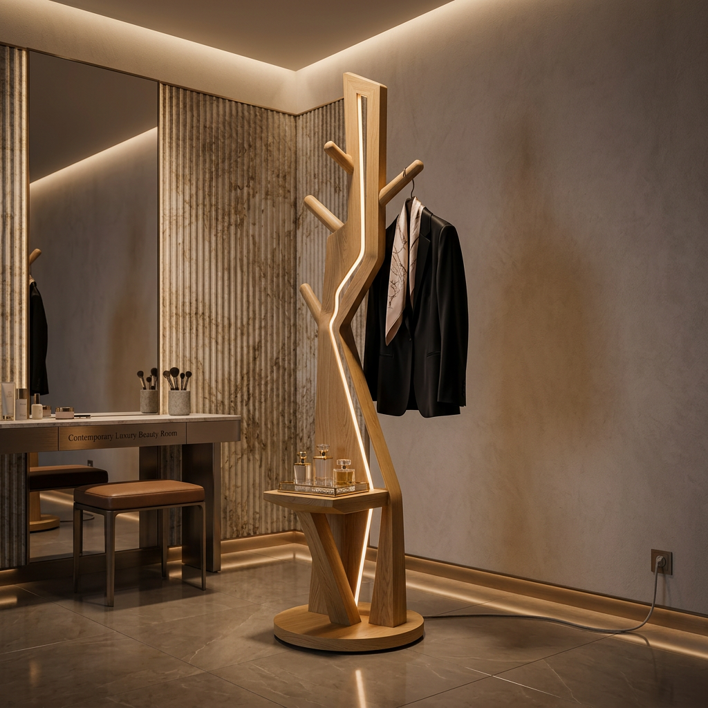 Modern Branch Lamp With Hooks For Entryway