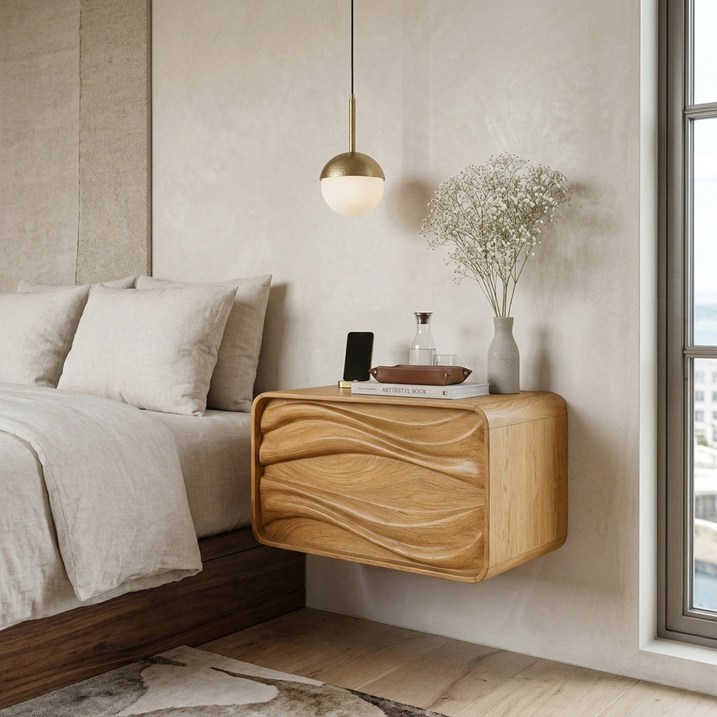 Organic Sculptural Floating Bedside Table For Bedroom Decor