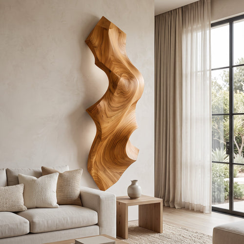 Contemporary Sculptural Wood Wall Light For Bedroom Decor