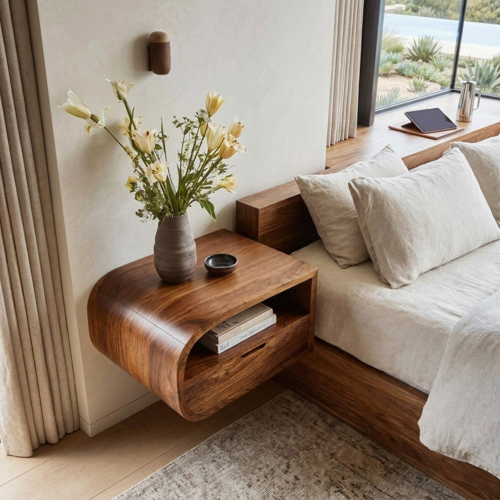 Minimalist Floating Nightstand With Storage For Bedroom