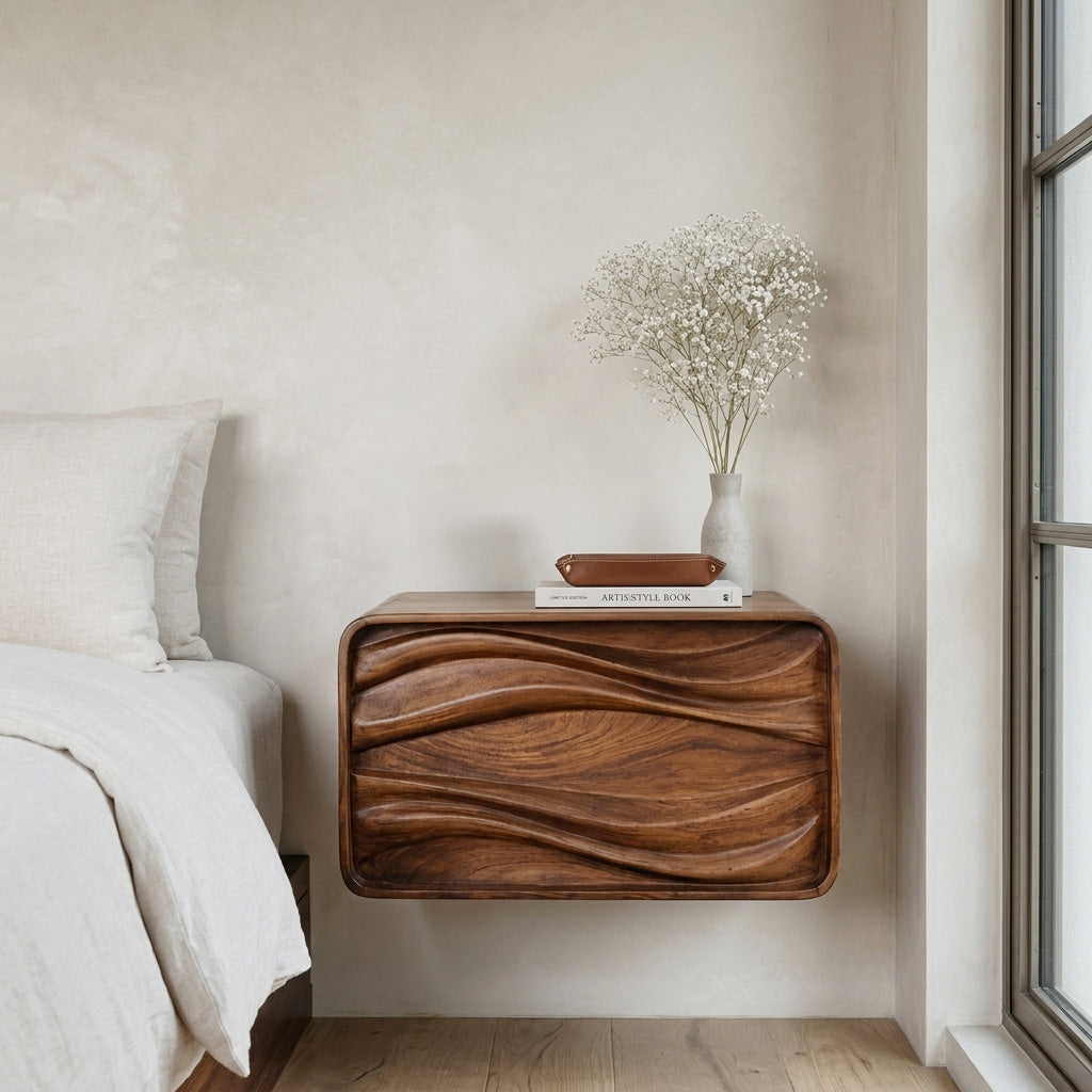 Organic Sculptural Floating Bedside Table For Bedroom Decor