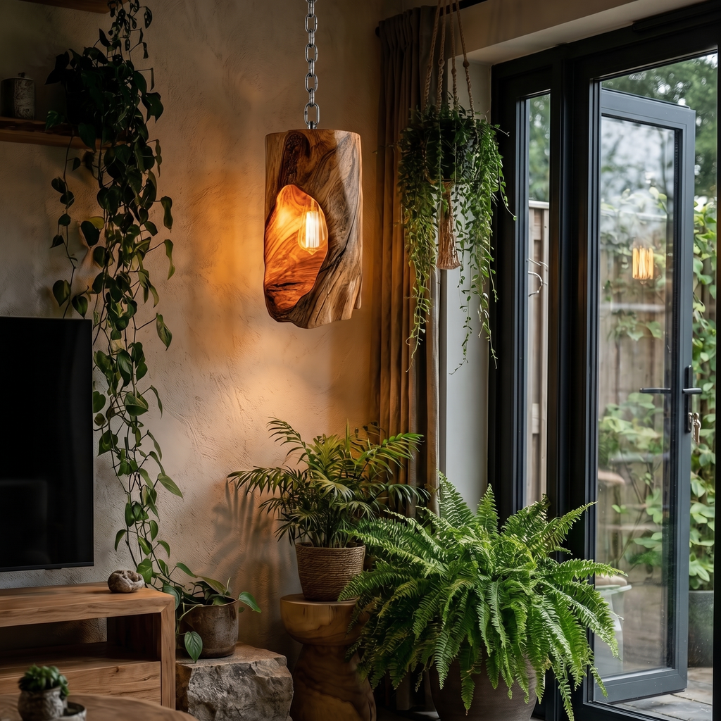 Rustic Sculptural Lamp Bedroom Nightstand Cozy Cafe Corner Space
