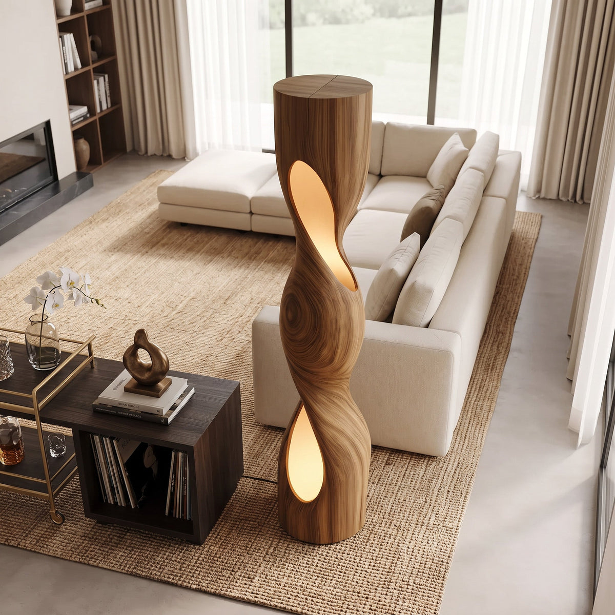 Organic Sculptural Twisted Floor Lamp For Living Room Or Bedroom