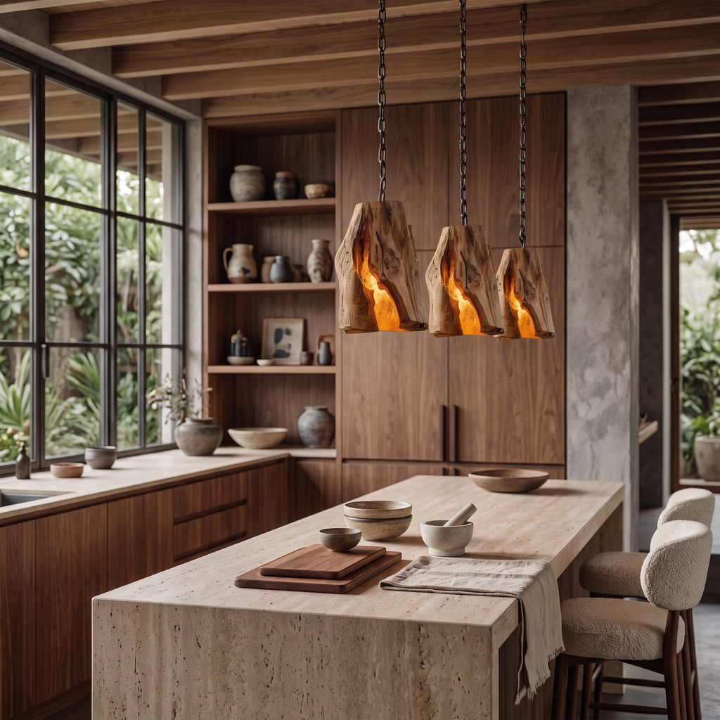 Rustic Organic Pendant Light For Dining Room