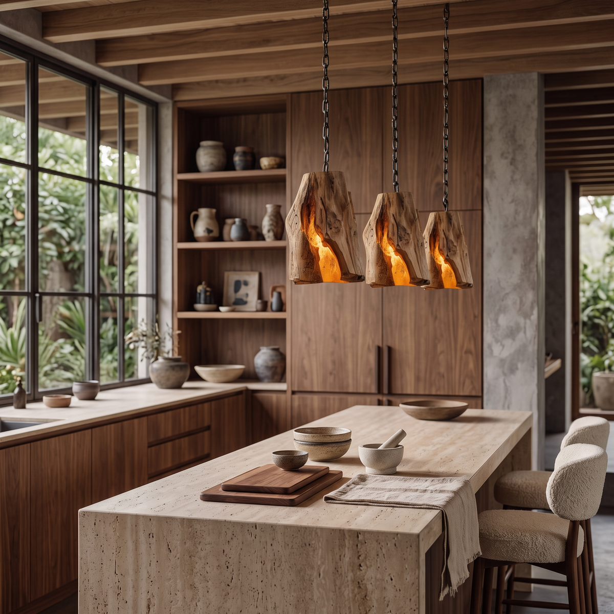 Rustic Organic Pendant Light For Dining Room