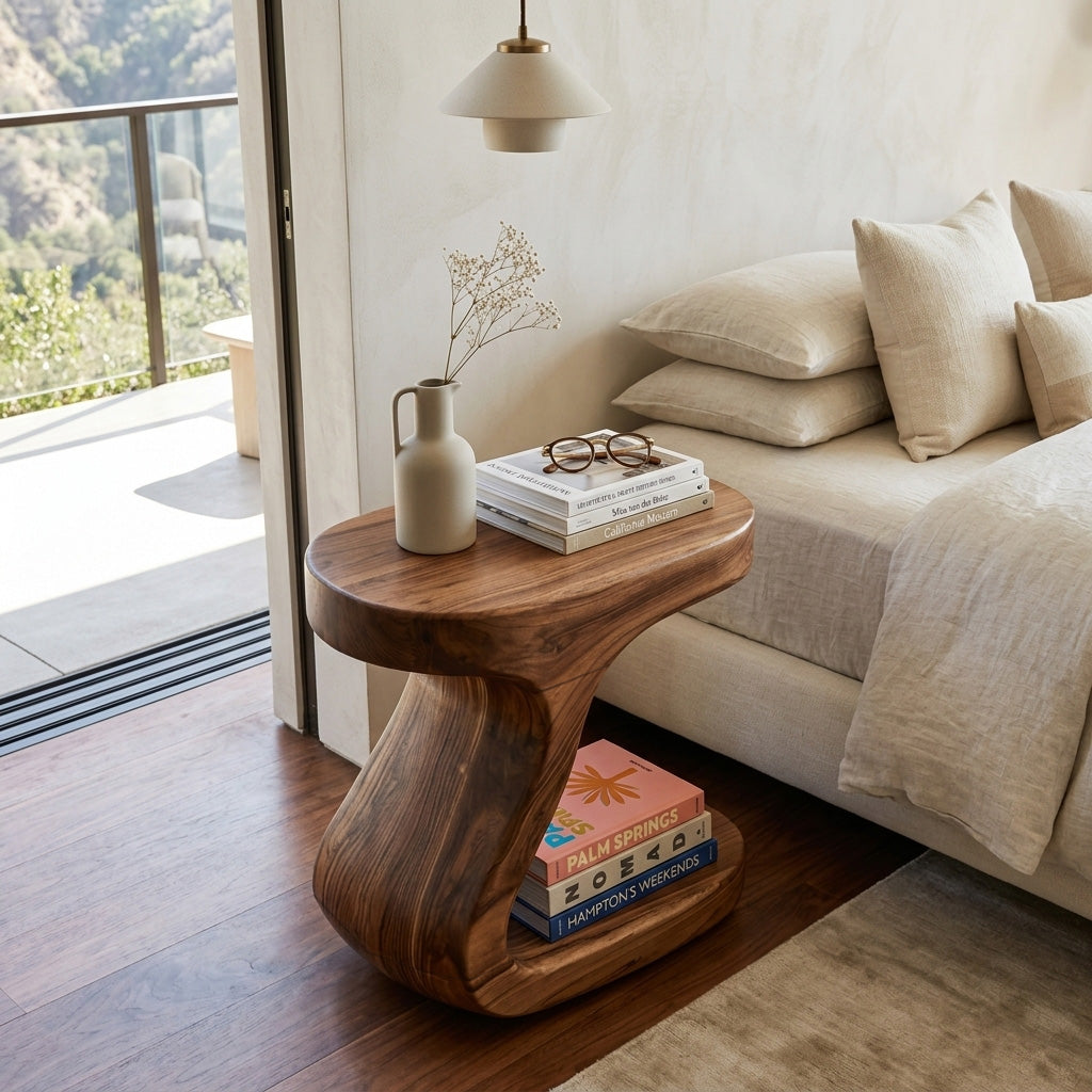 Minimalist Organic Shaped Nightstand For Bedroom