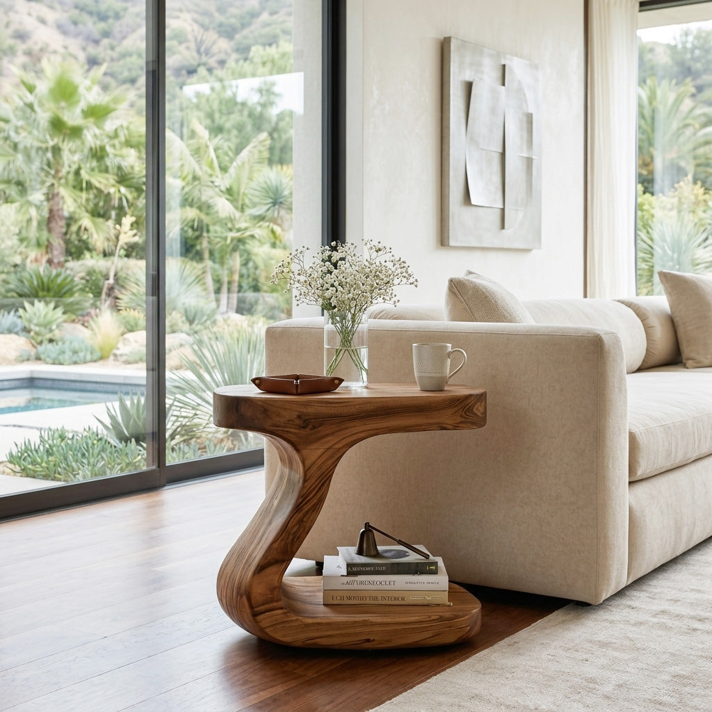 Minimalist Organic Shaped Nightstand For Bedroom