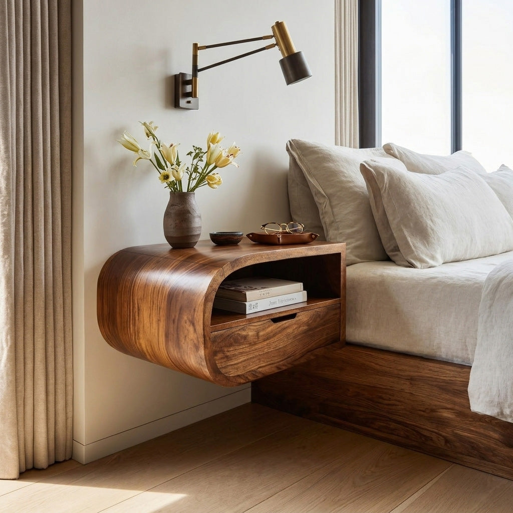 Minimalist Floating Nightstand With Storage For Bedroom