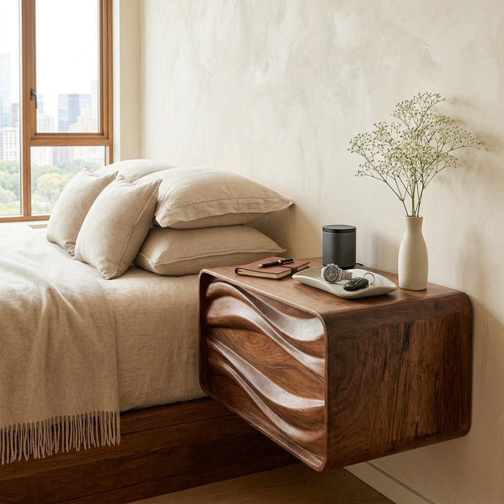 Organic Sculptural Floating Bedside Table For Bedroom Decor