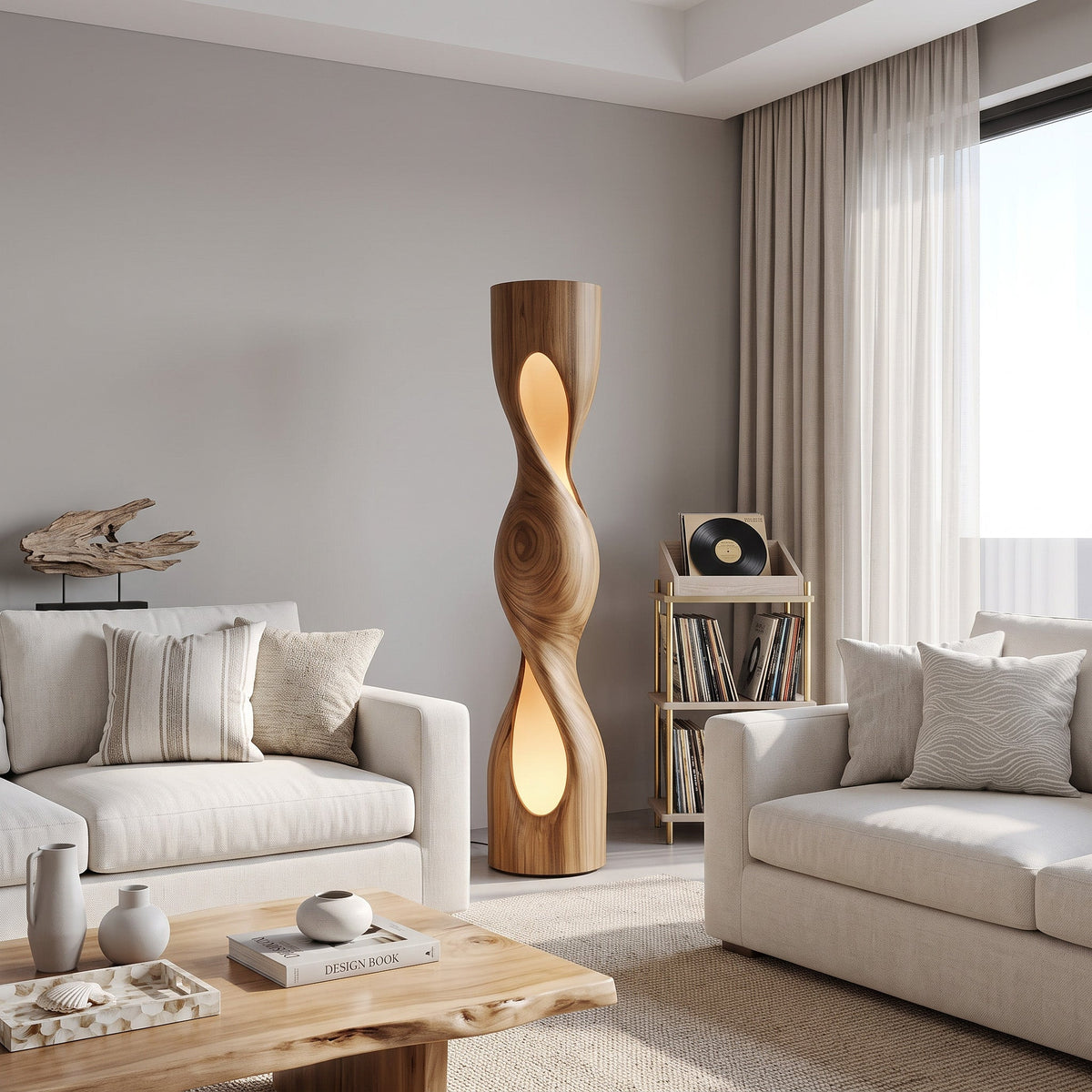 Organic Sculptural Twisted Floor Lamp For Living Room Or Bedroom