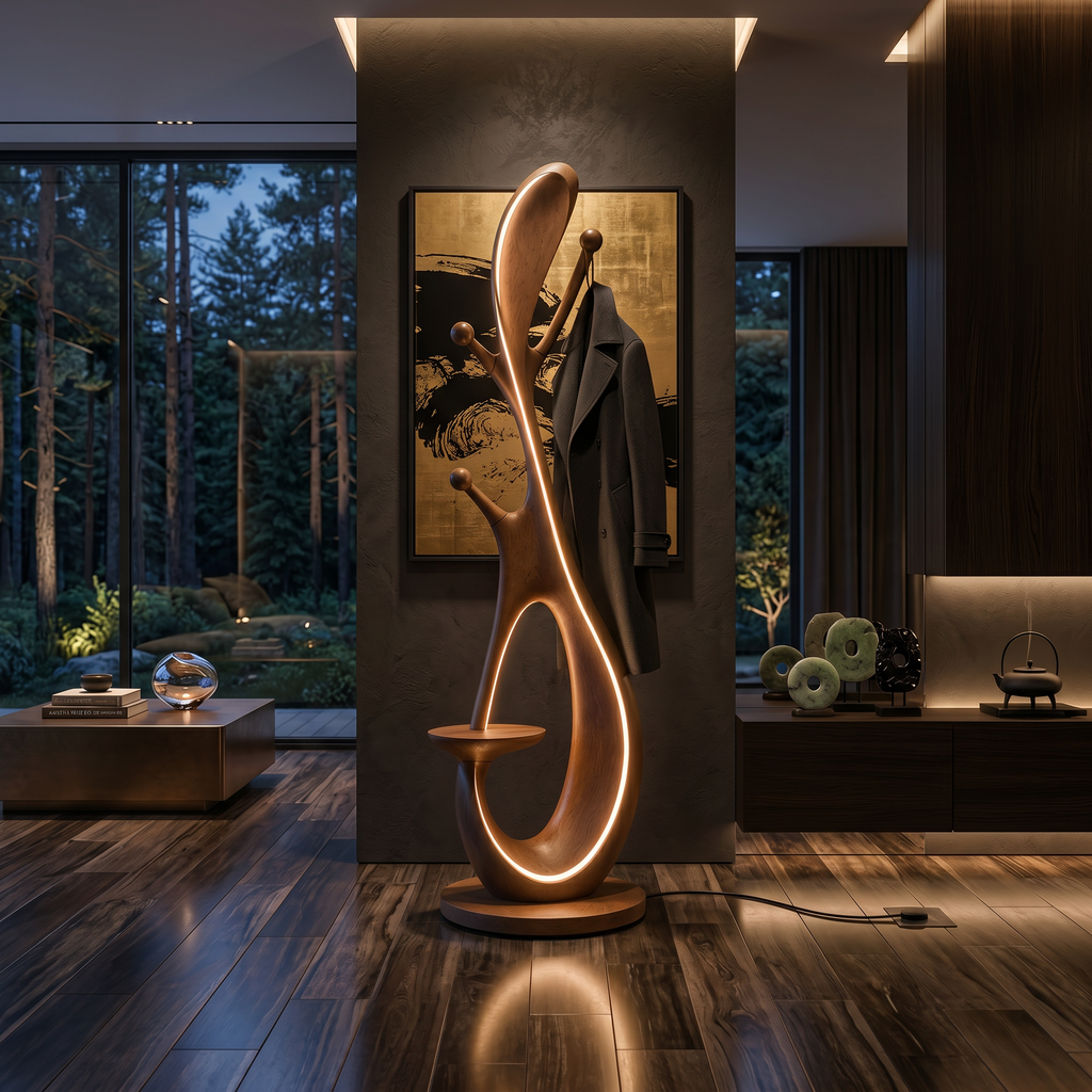 Organic Tree Lamp With Pegs For Living Room