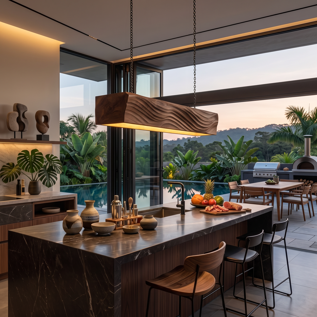 Artistic Wooden Pendant Light For Dining Room