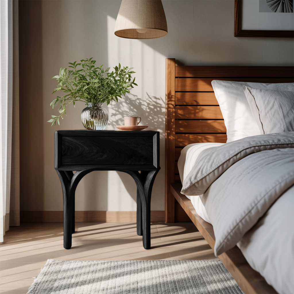 Modern Arch Leg Nightstand With Drawer For Bedroom